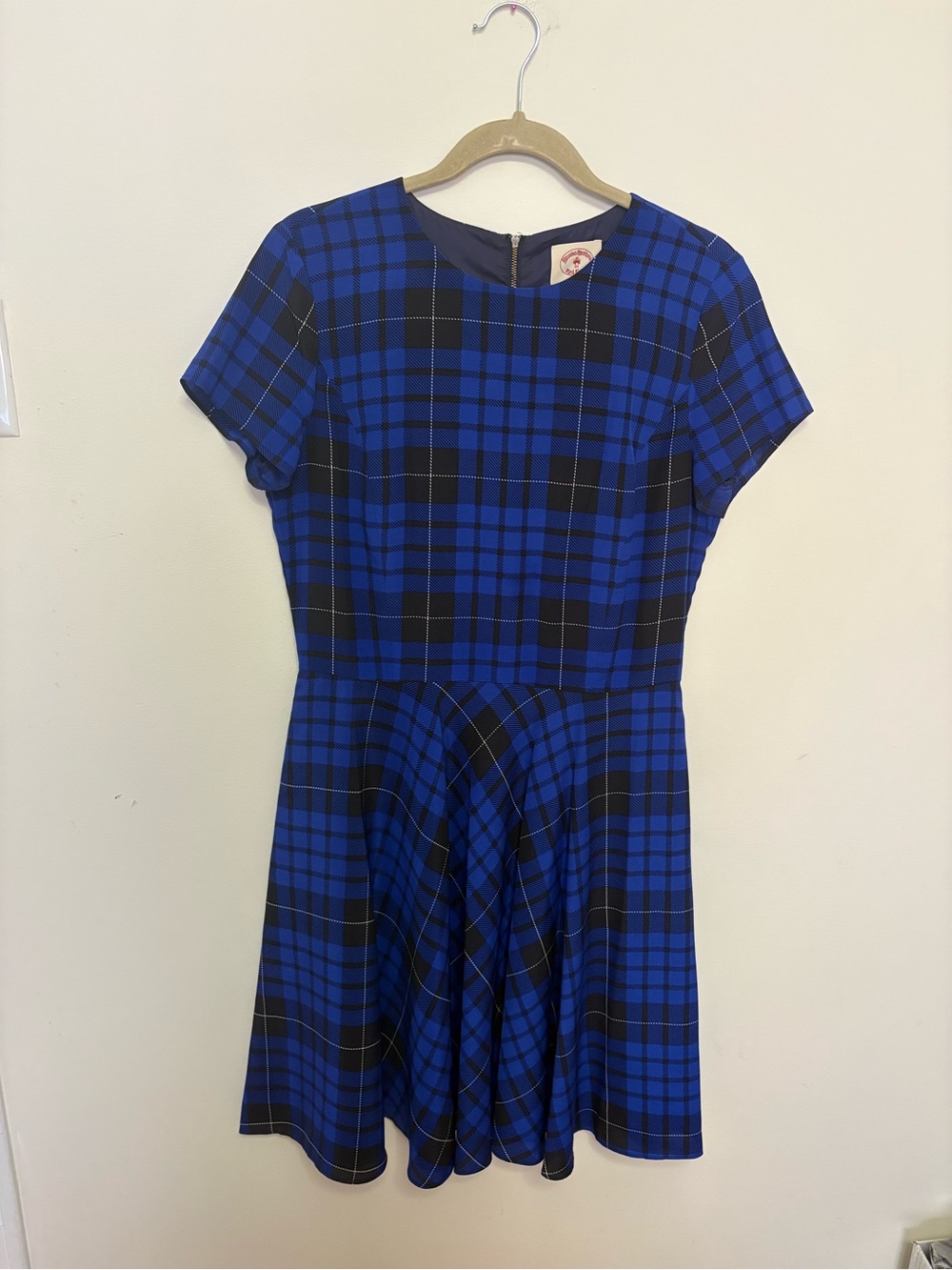 NWOT Brooks Brothers Red Fleece Blue Plaid 100% silk Fit Flare Dress Sz6 preppy